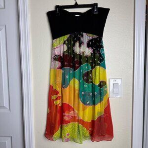 DIANE VON FURSTENBERG DVF Asti Strapless 100% Silk Multicolored Dress Sz 8